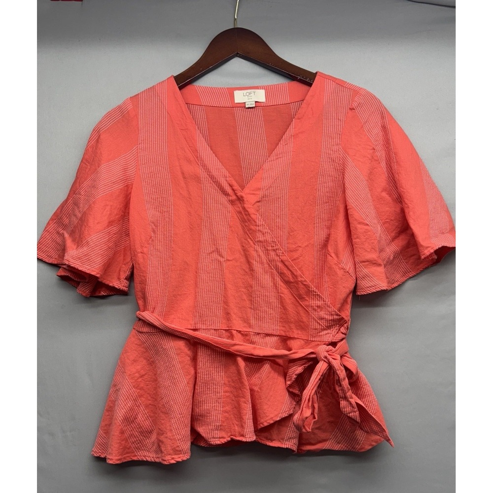 Gauzey Coastal Kimono Wrap Top Size M Petite Flutter Sleeve Bright Coquette